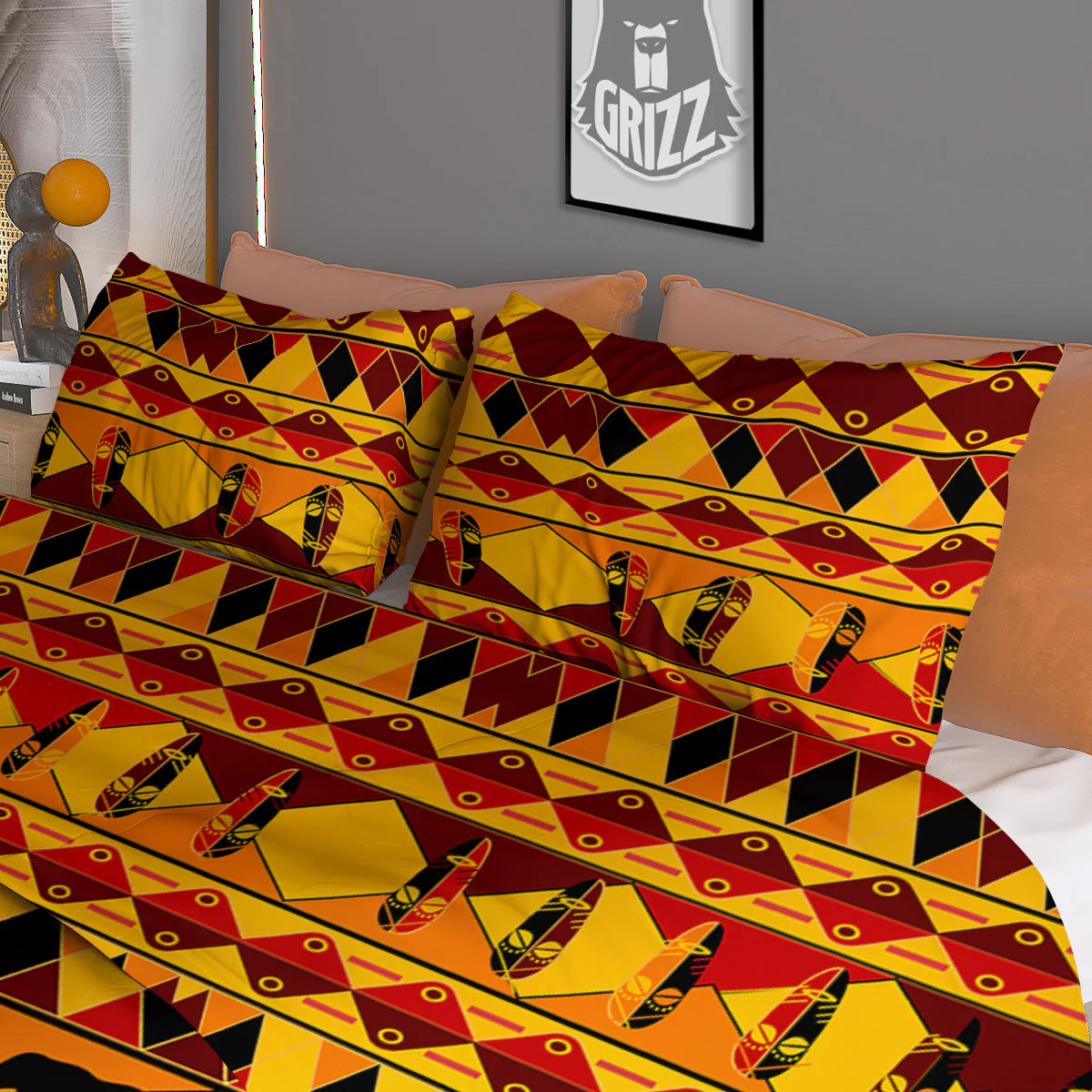 Traditional African Ethnic Print Pattern Duvet Cover Bedding Set - Image 3