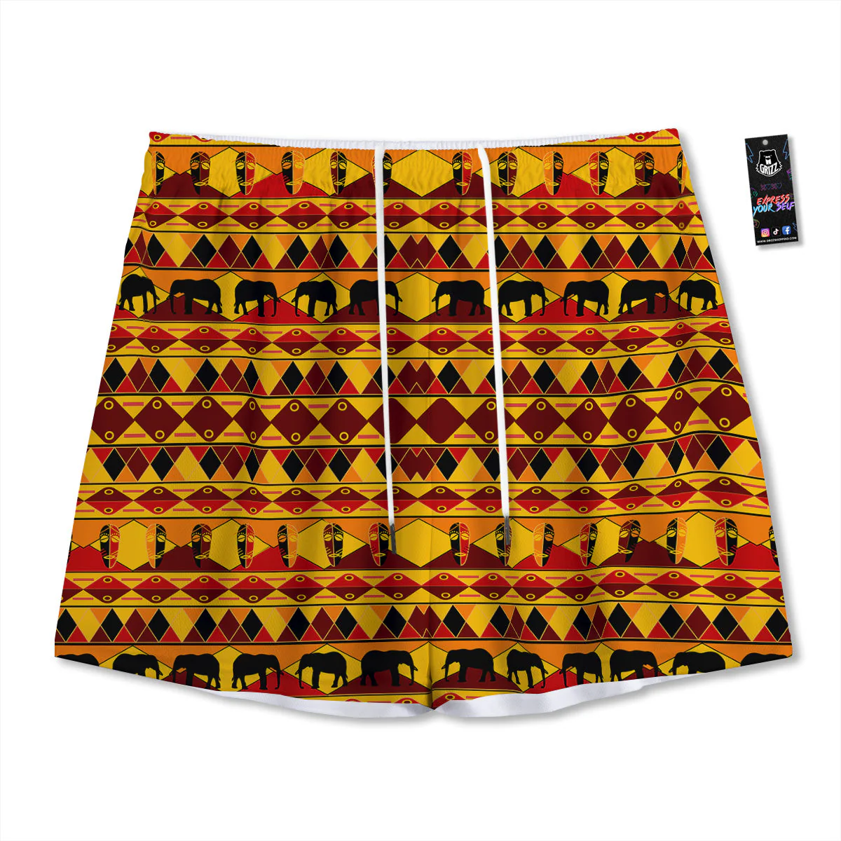 Traditional African Ethnic Print Pattern Mesh Shorts