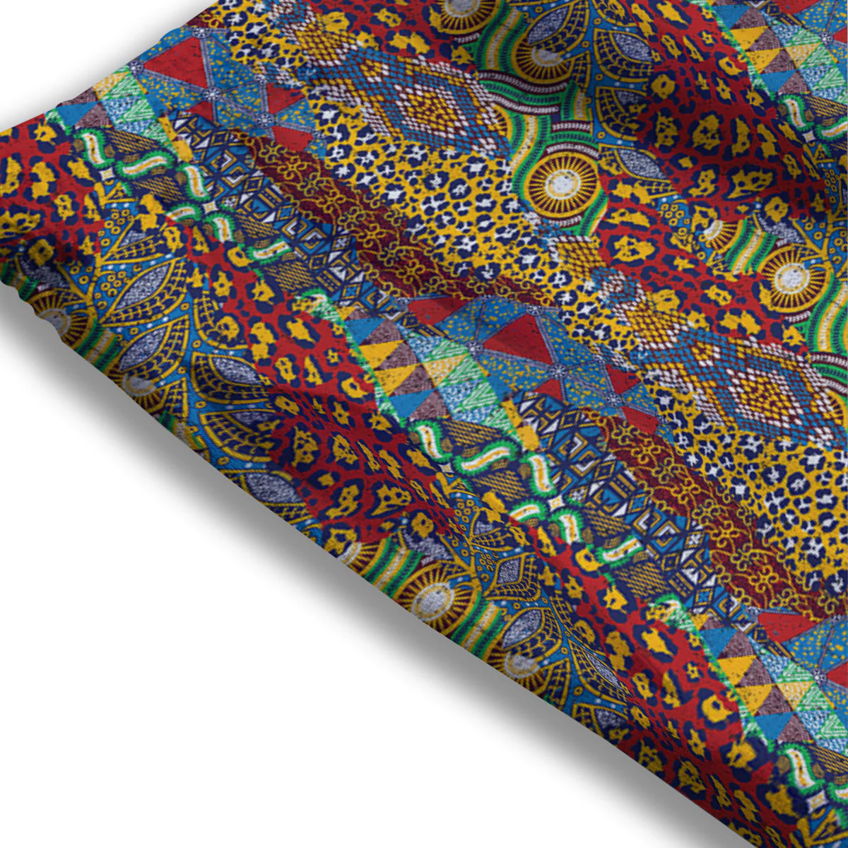 Traditional African Patchwork Animal Skins Print Pattern Mesh Shorts - Image 3