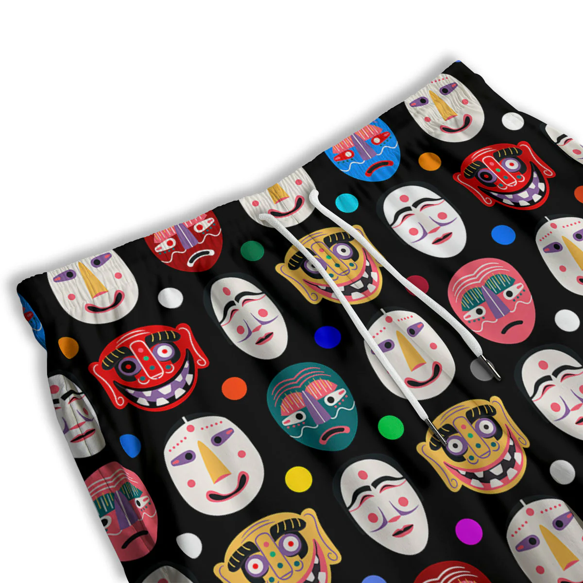 Traditional Korean Masks Print Pattern Men's Athletic Shorts - Image 3