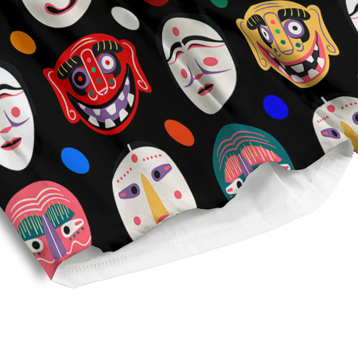 Traditional Korean Masks Print Pattern Men's Athletic Shorts - Image 4