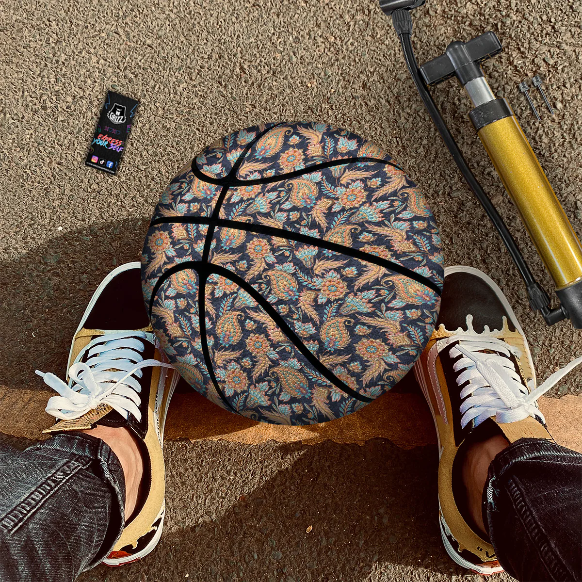 Traditional Oriental Paisley Print Pattern Basketball - Image 2