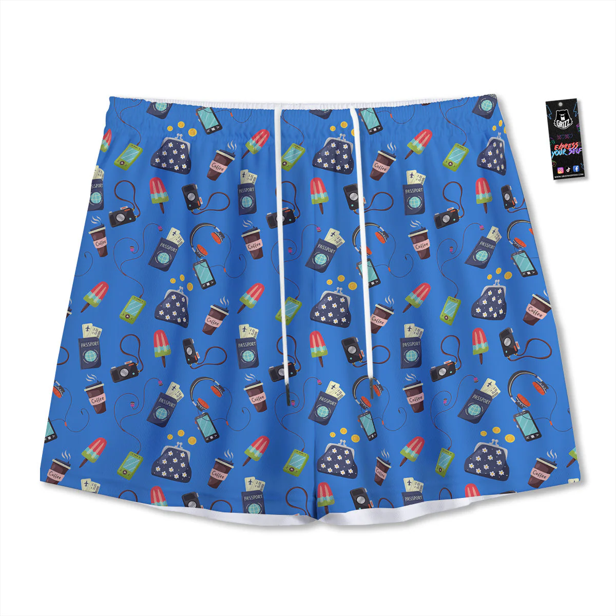 Travel Gear Vacation Print Pattern Mesh Shorts