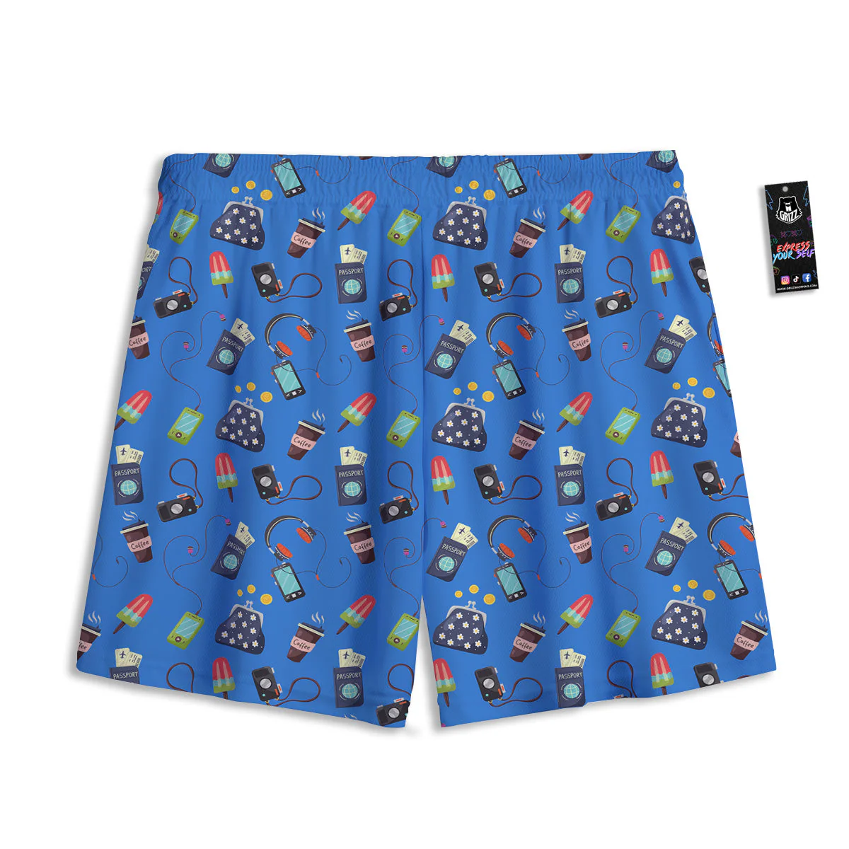 Travel Gear Vacation Print Pattern Mesh Shorts - Image 2