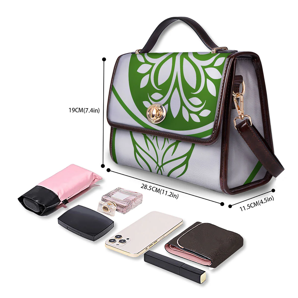 Tree Of Life Yin Yang Print Women's Satchel Bag - Image 4