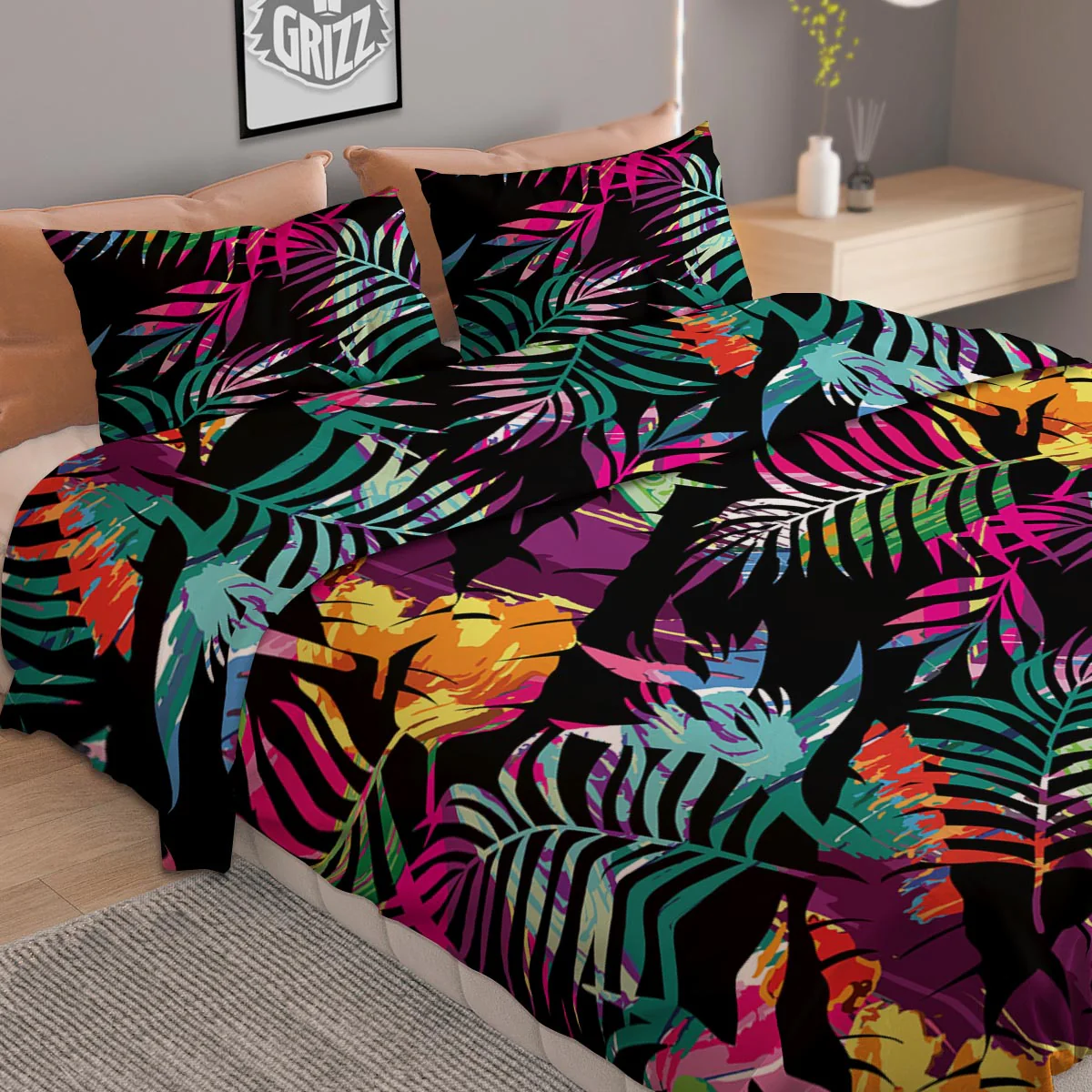 Tree Palm Trippy Print Pattern Duvet Cover Bedding Set - Image 2