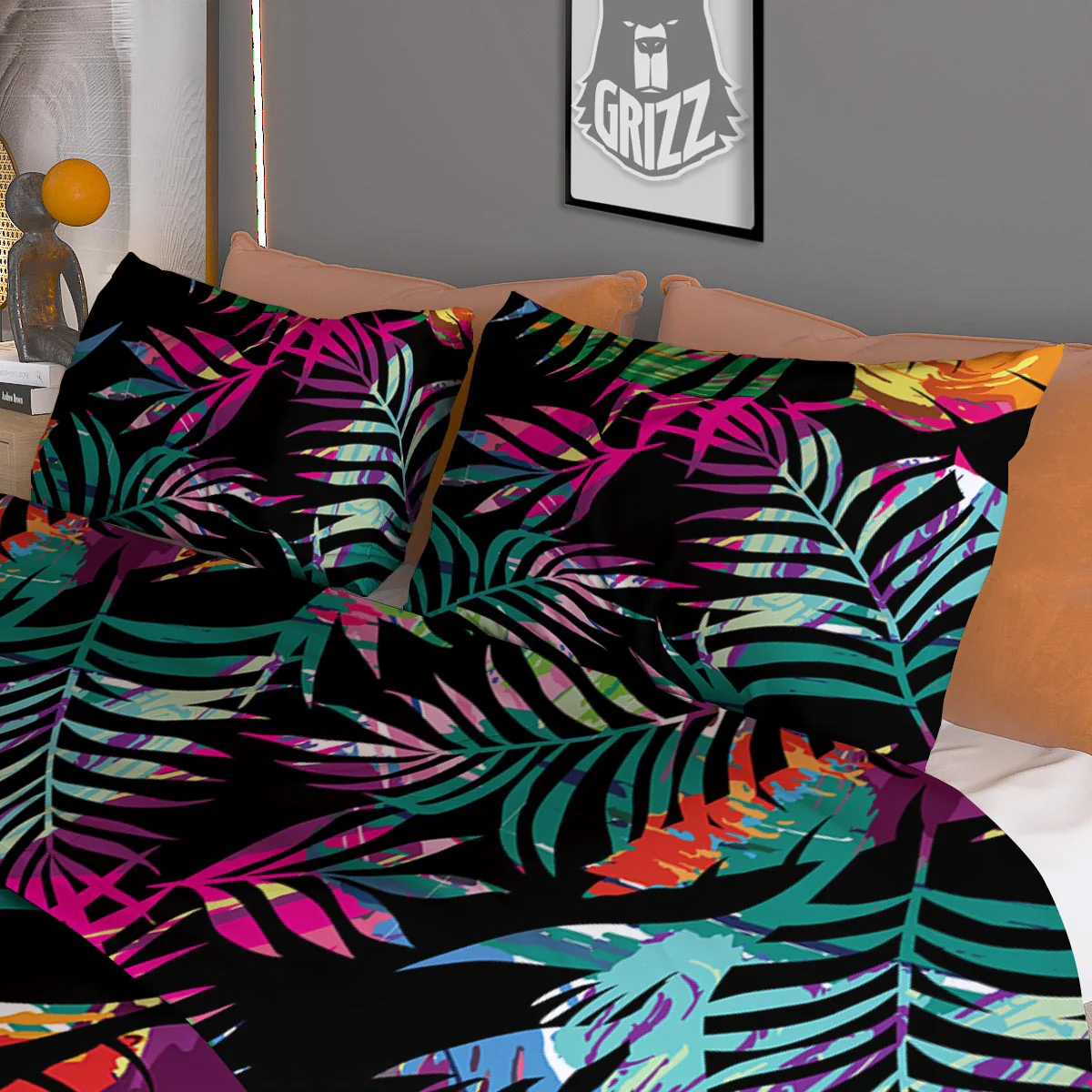 Tree Palm Trippy Print Pattern Duvet Cover Bedding Set - Image 3