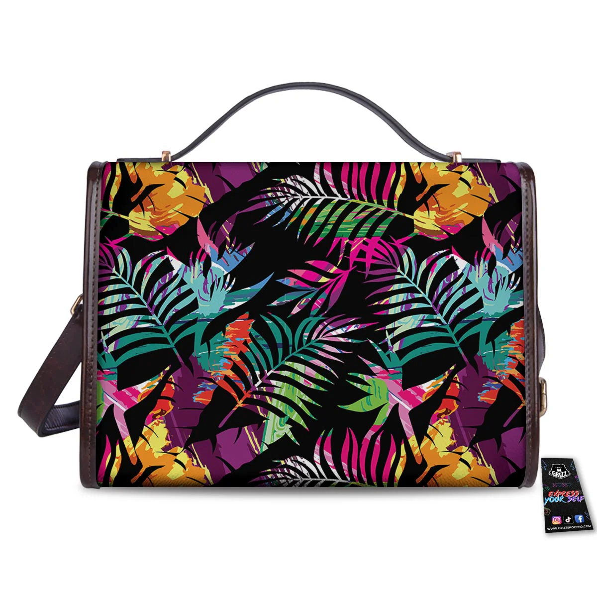 Tree Palm Trippy Print Pattern Women's Satchel Bag - Image 2