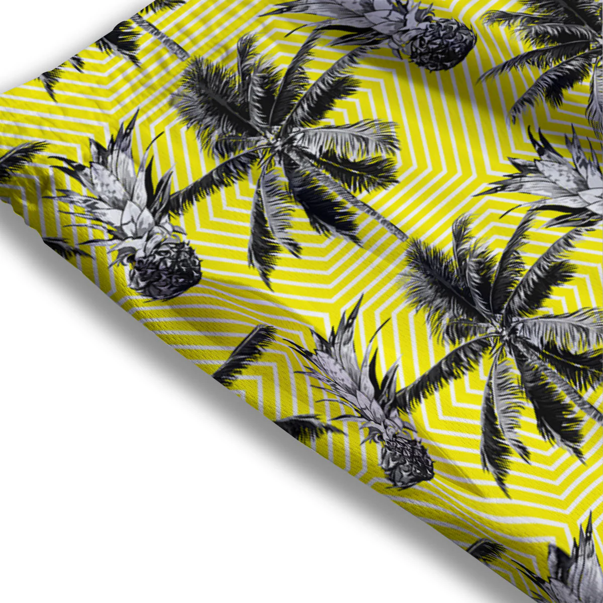 Tree Palm Yellow Print Pattern Mesh Shorts - Image 3