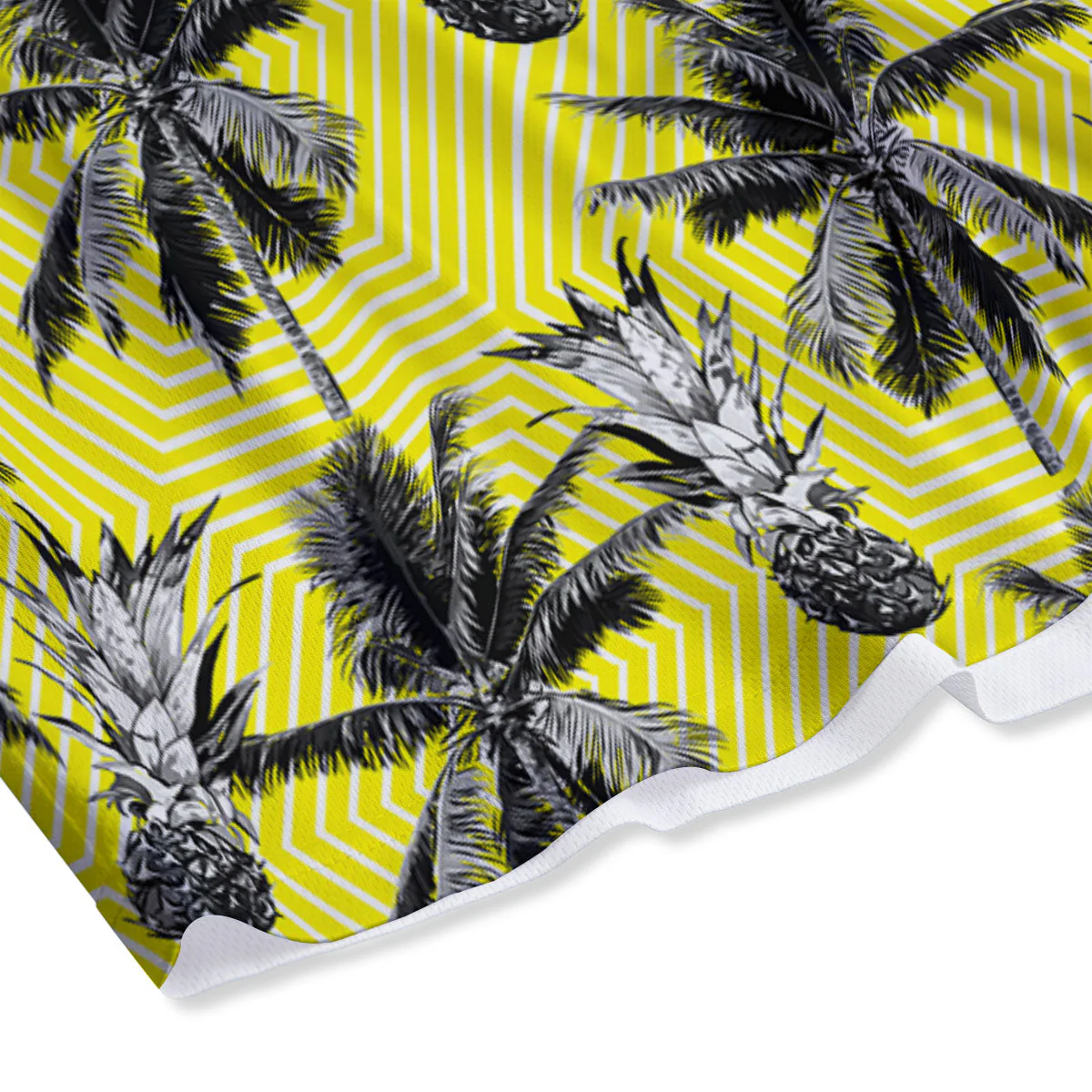 Tree Palm Yellow Print Pattern Mesh Shorts - Image 4