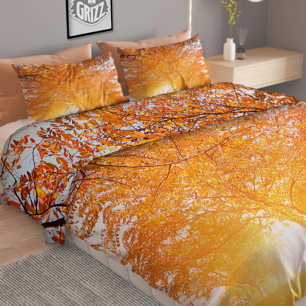 Tree Sunshine Autumn Print Duvet Cover Bedding Set - Image 2