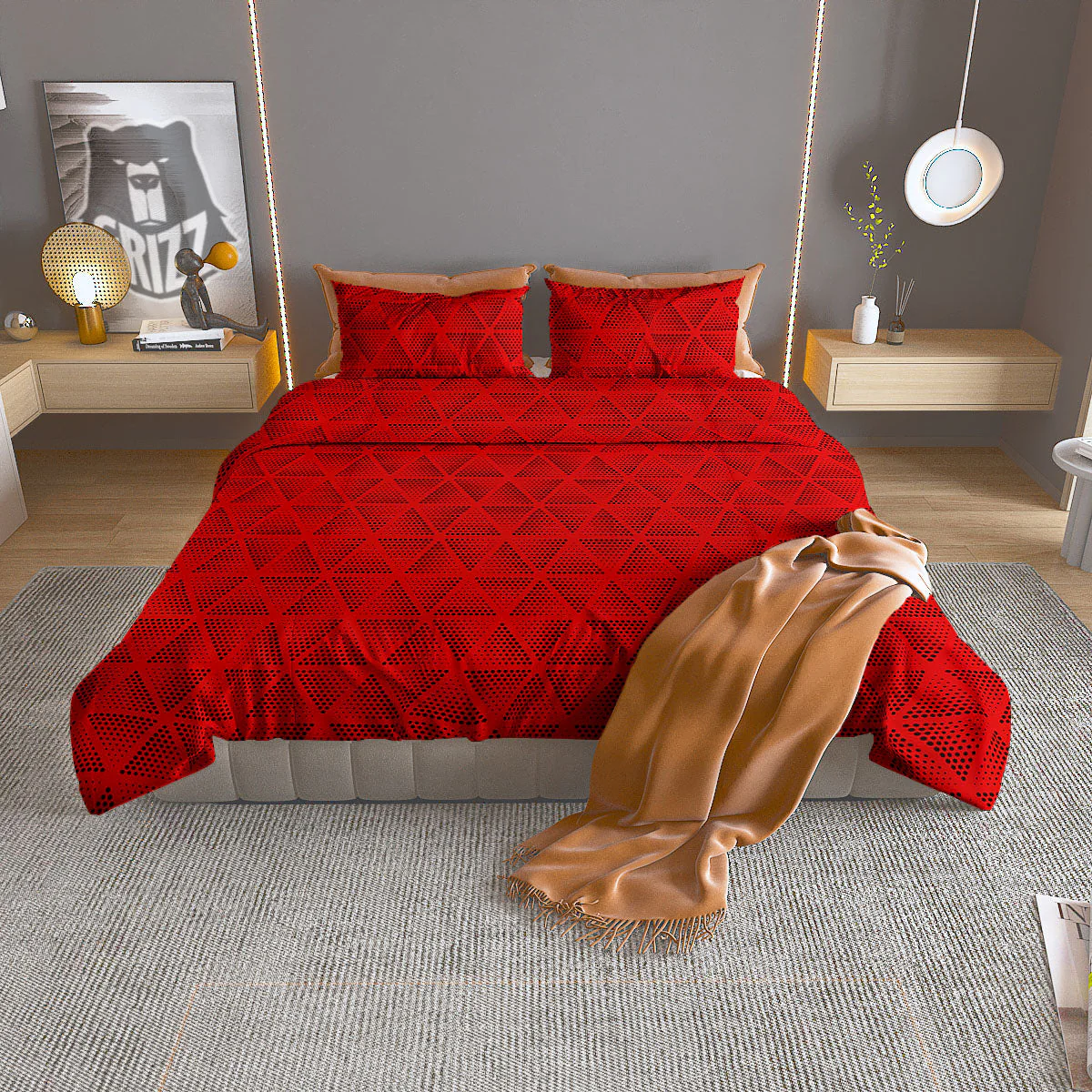 Triangle Dot Geometric Print Pattern Duvet Cover Bedding Set