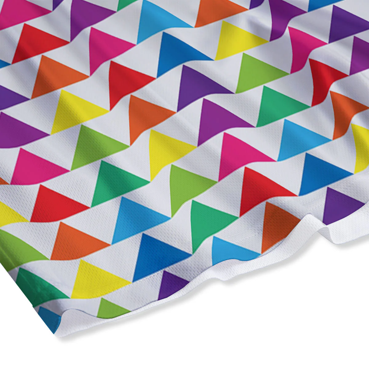 Triangles Rainbow Print Pattern Mesh Shorts - Image 4