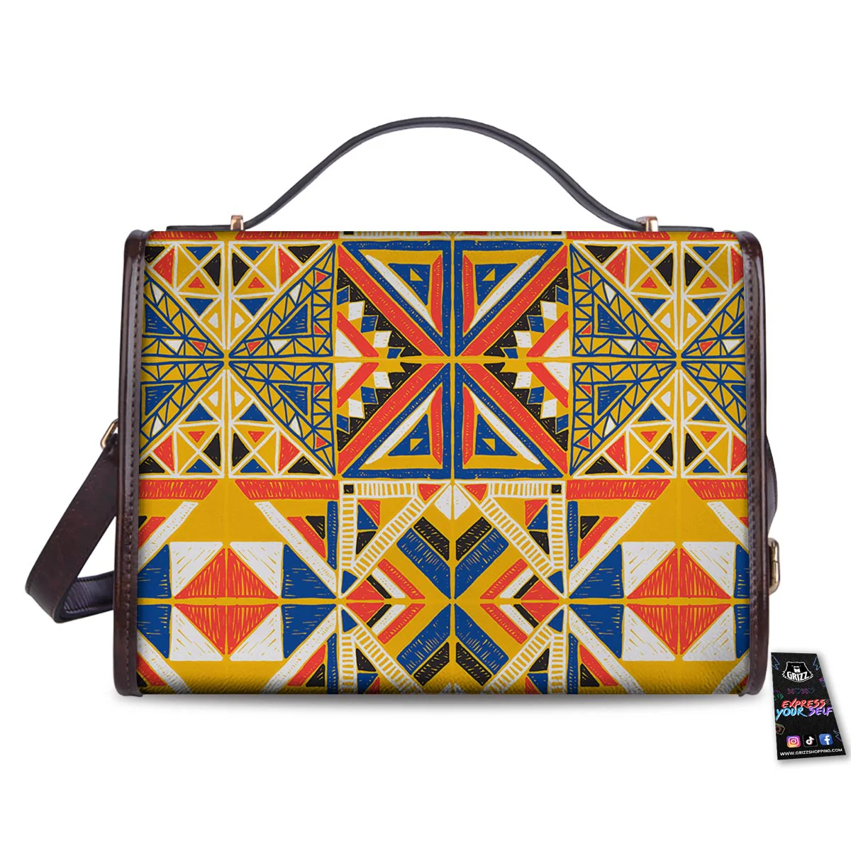 Tribal African Ethnic Sunset Print Pattern Women's Satchel Bag - Image 2