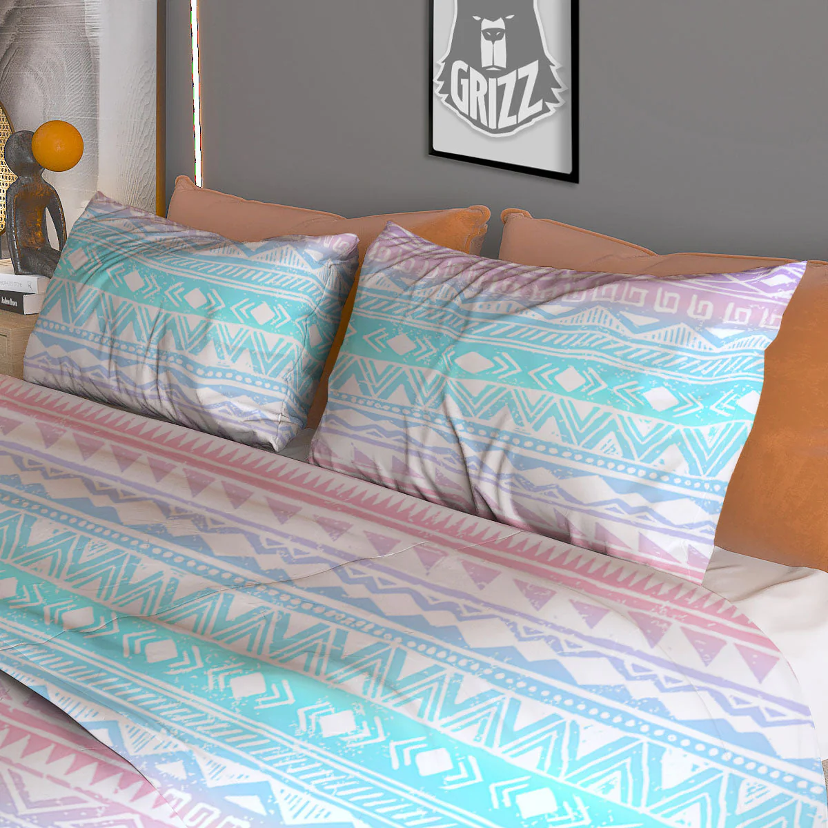 Tribal Aztec Pastel Print Pattern Duvet Cover Bedding Set - Image 3
