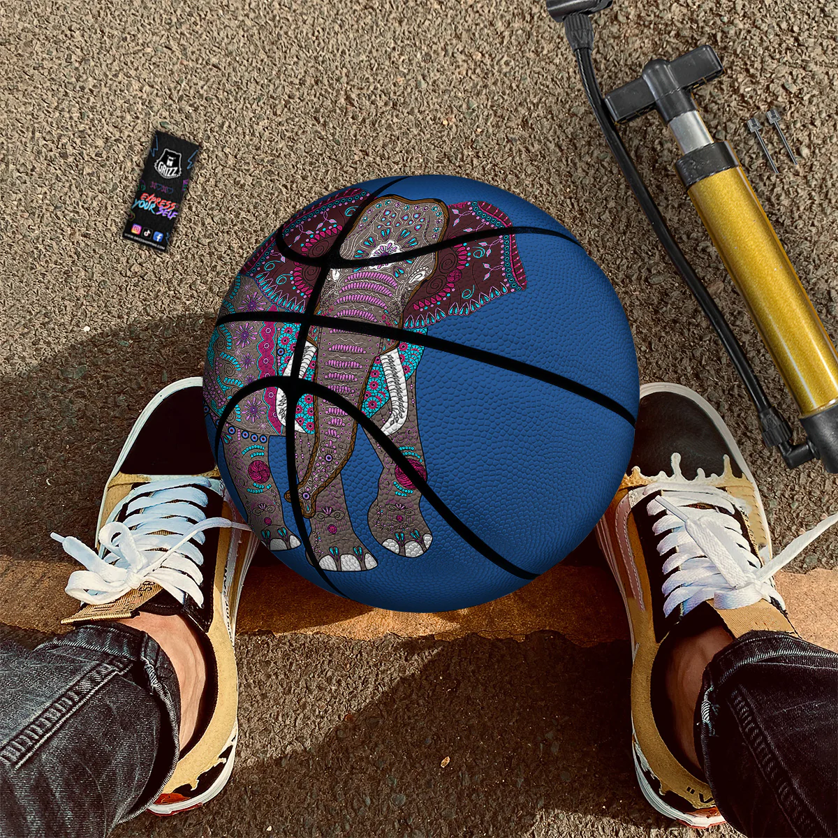 Tribal Elephant Indian Cute Print Basketball - Image 2