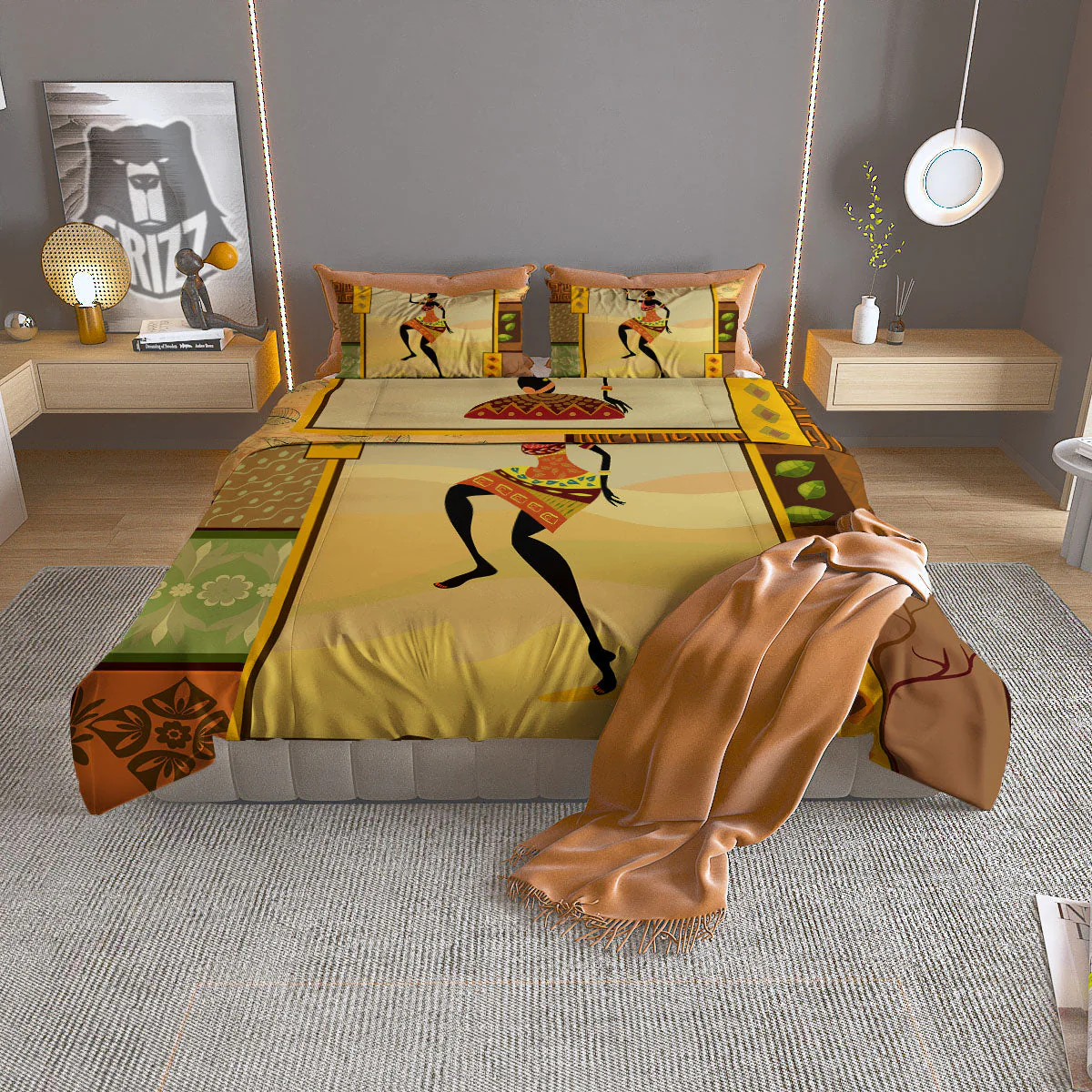 Tribal Inspired African Ethnic Print Duvet Cover Bedding Set