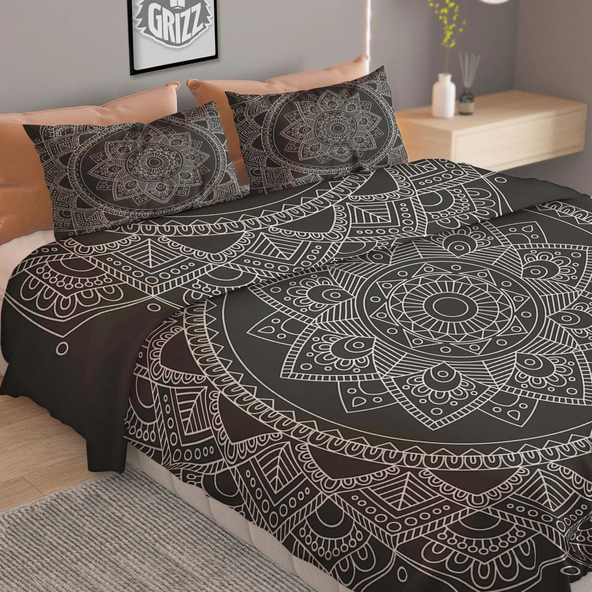 Tribal Mandala White And Black Print Duvet Cover Bedding Set - Image 2