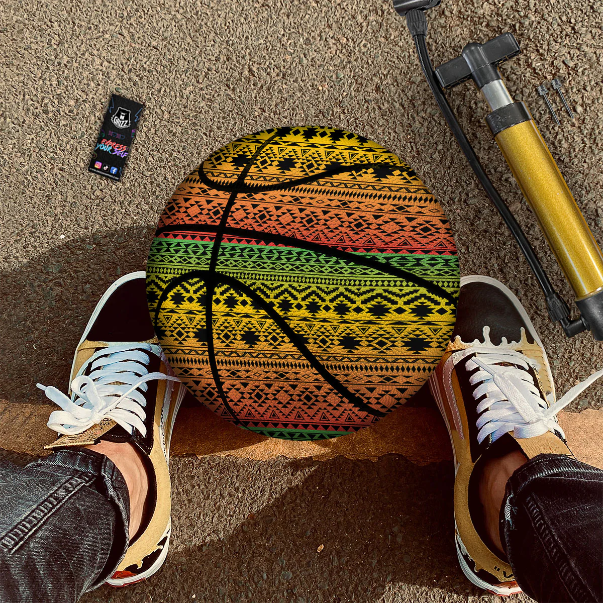 Tribal Rasta Print Pattern Basketball - Image 2