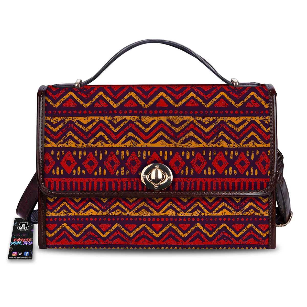 Tribal Red African Print Pattern Women's Satchel Bag
