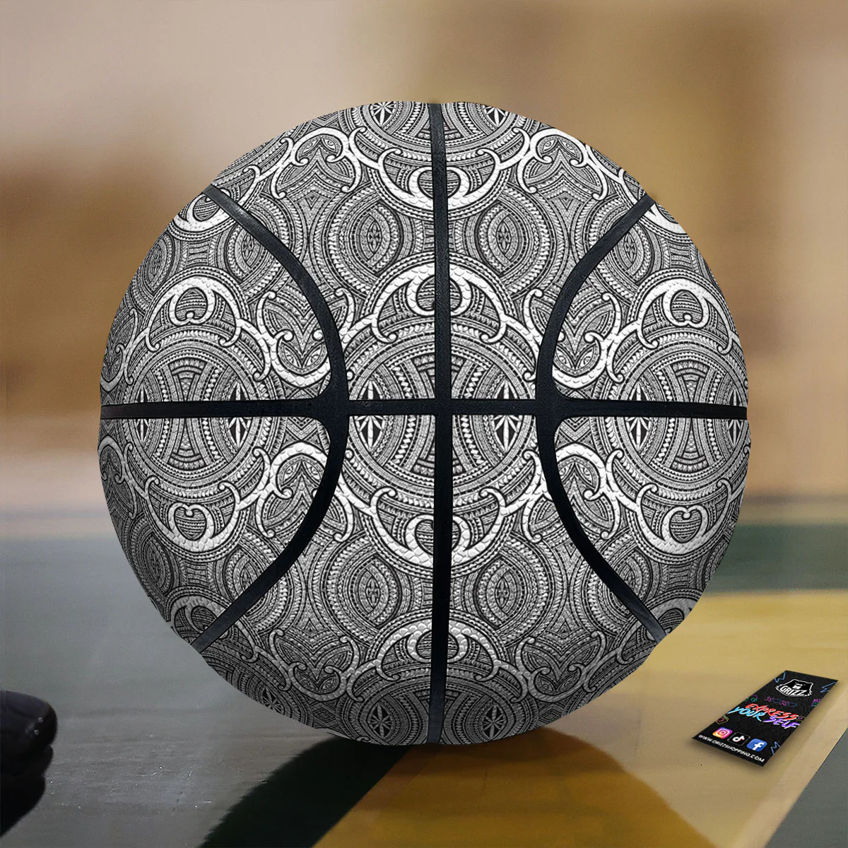 Tribal Tattoo Maori Print Pattern Basketball