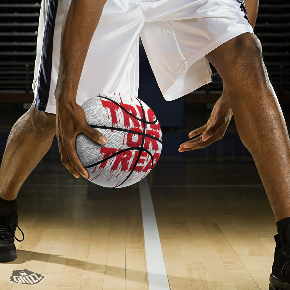 Trick Or Treat Red Blood Halloween Print Basketball - Image 3
