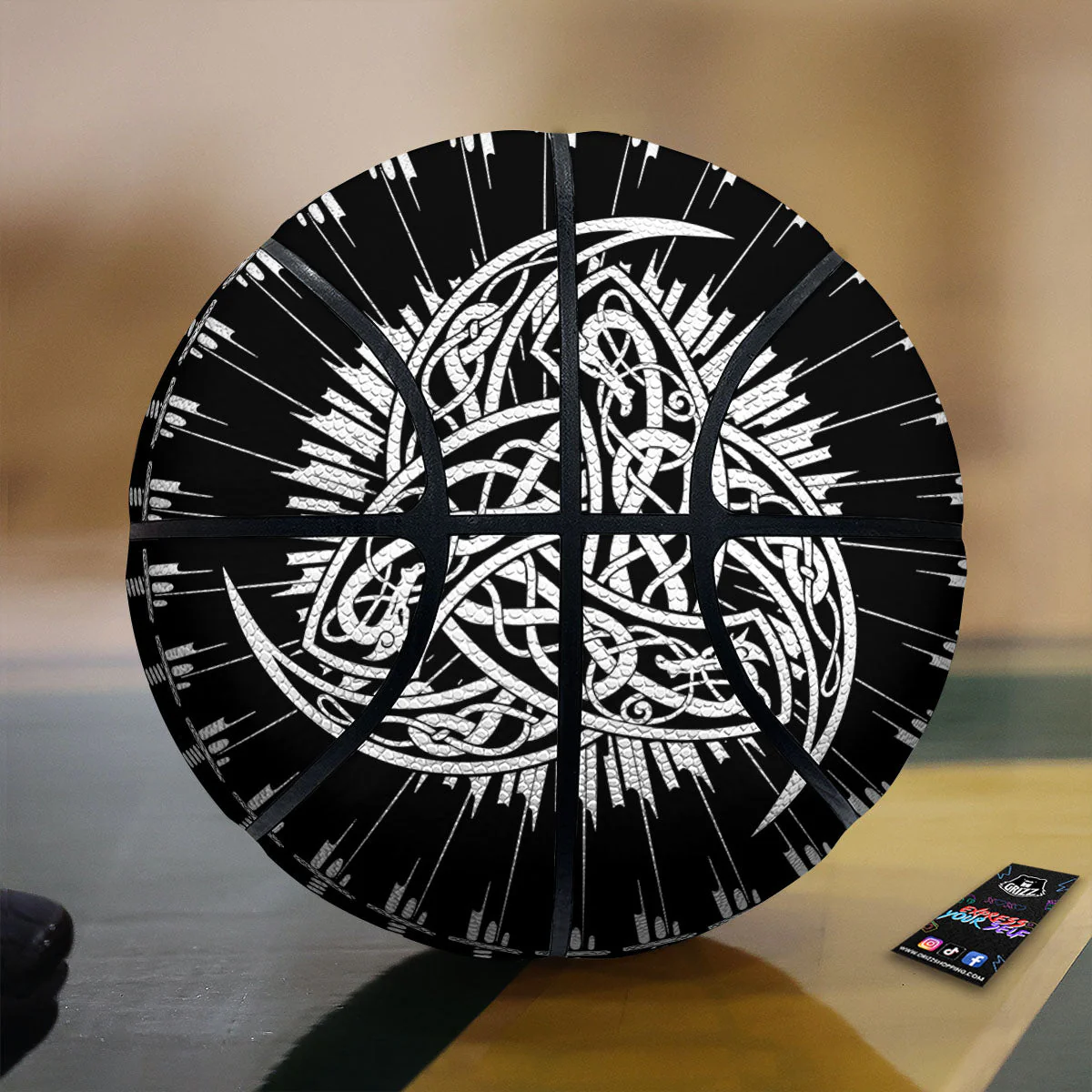Triple Horn Of Odin Viking Print Basketball