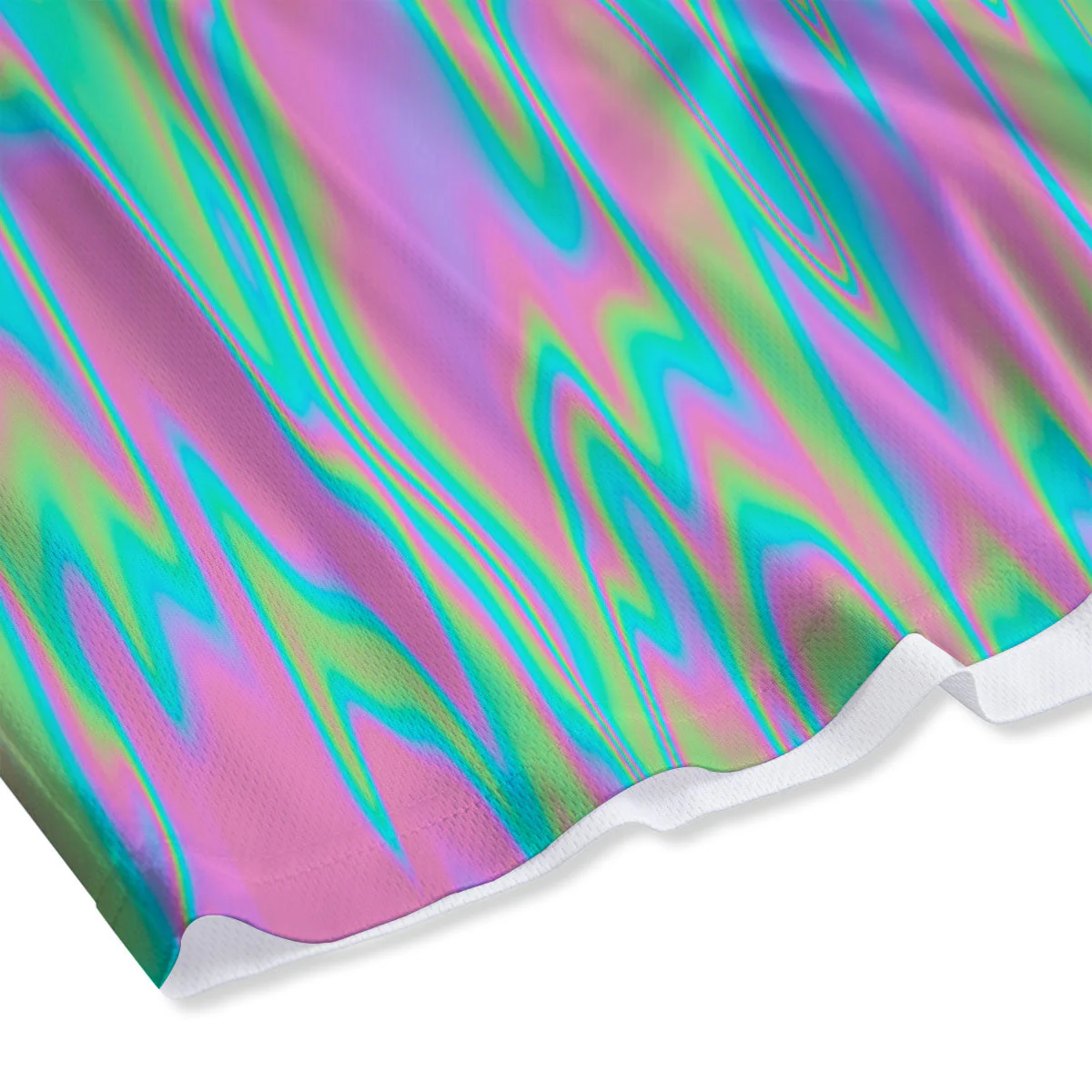Trippy Abstract Holographic Print Mesh Shorts - Image 4