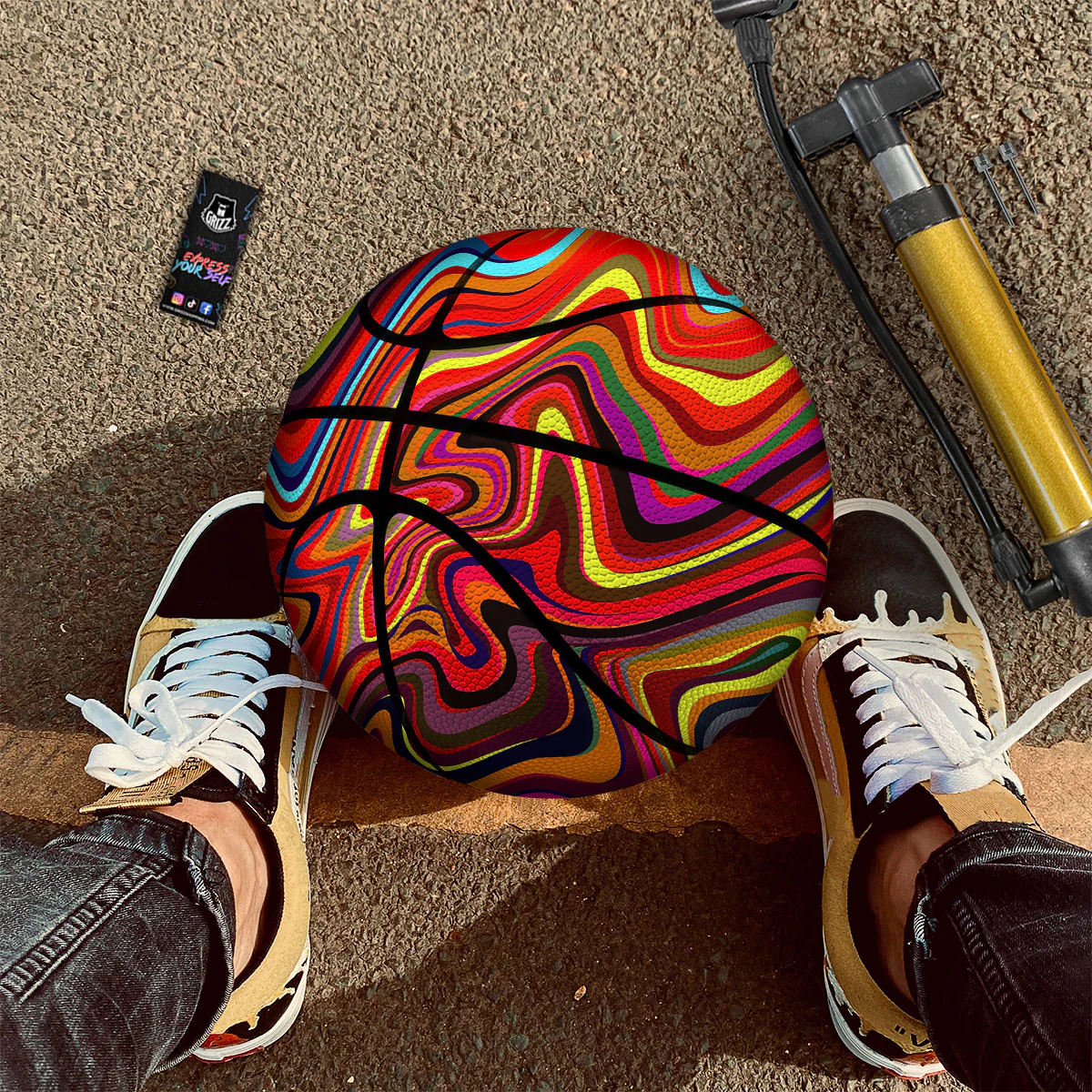 Trippy Abstract Liquid Print Basketball - Image 2