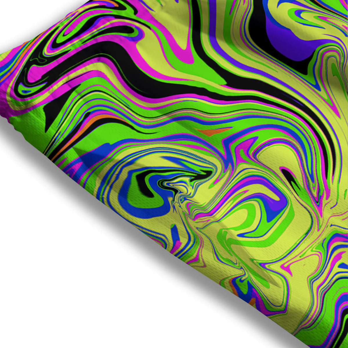Trippy Abstract Neon Print Mesh Shorts - Image 3