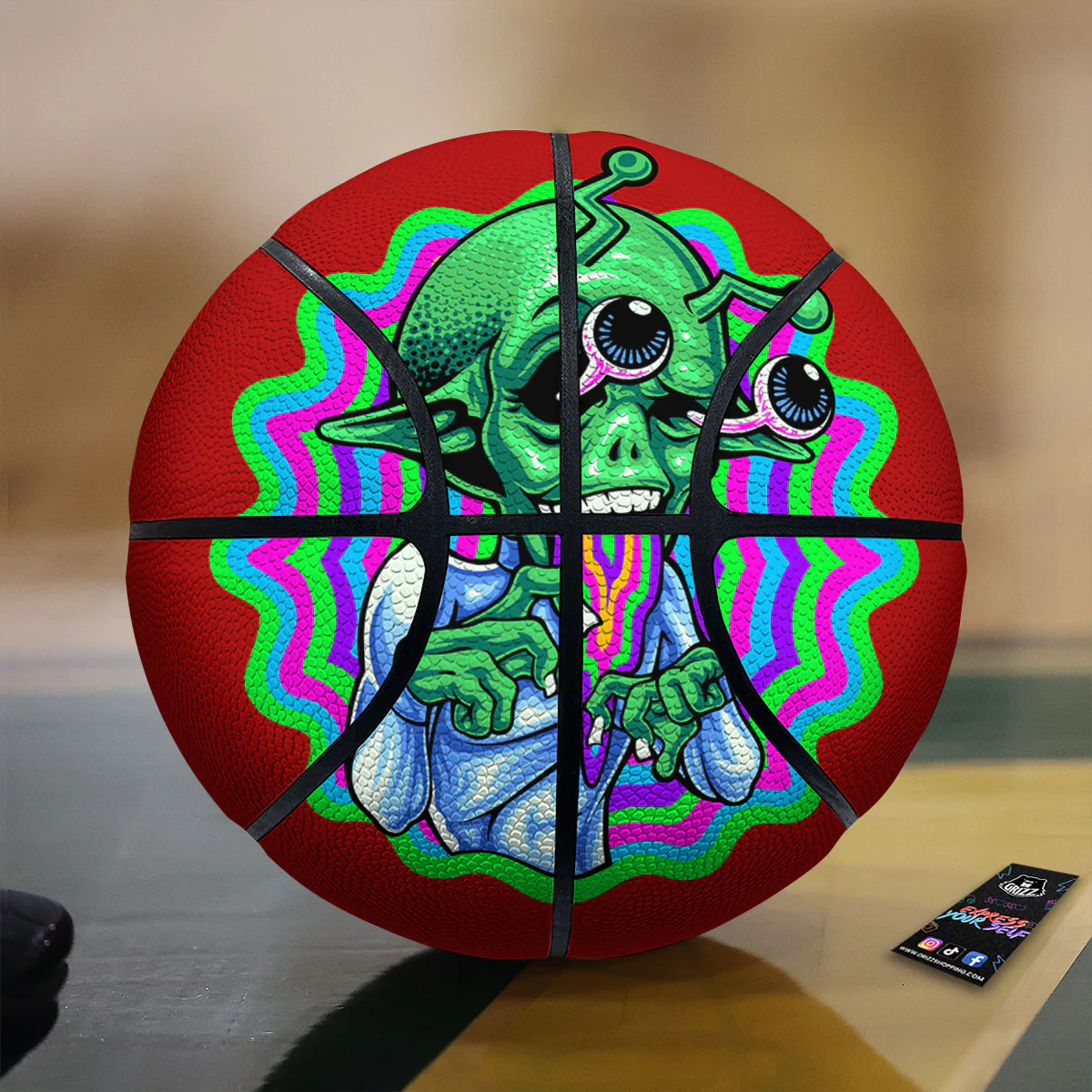 Trippy Alien Crazy Print Basketball