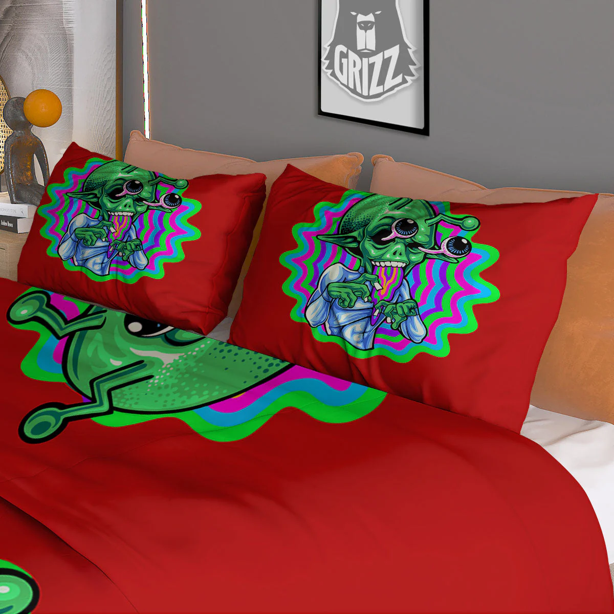 Trippy Alien Crazy Print Duvet Cover Bedding Set - Image 3