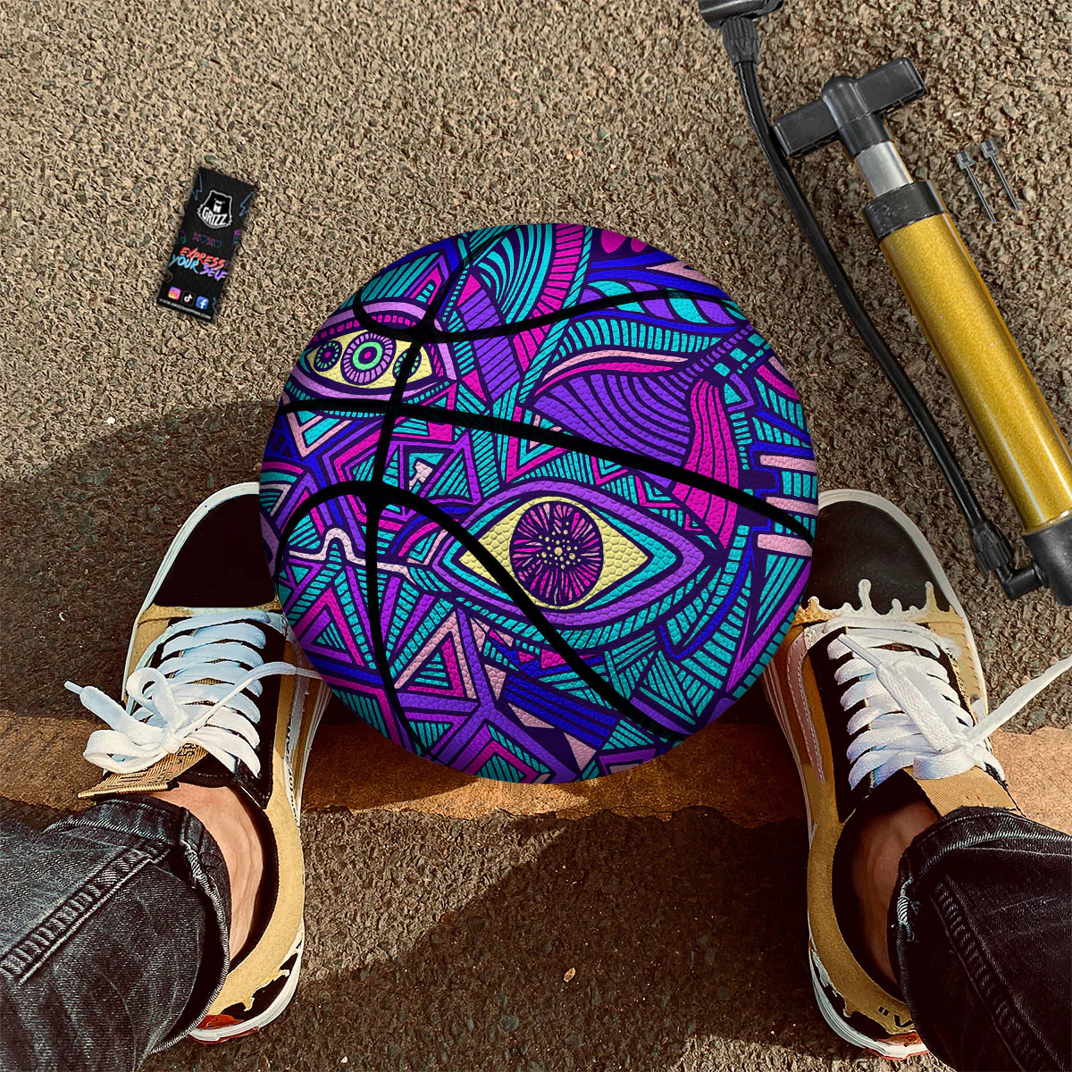 Trippy Ethnic Psychedelic Print Basketball - Image 2
