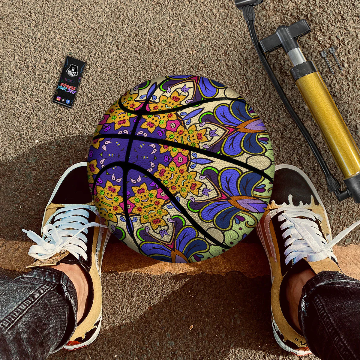 Trippy Psychedelic Ethnic Print Basketball - Image 2