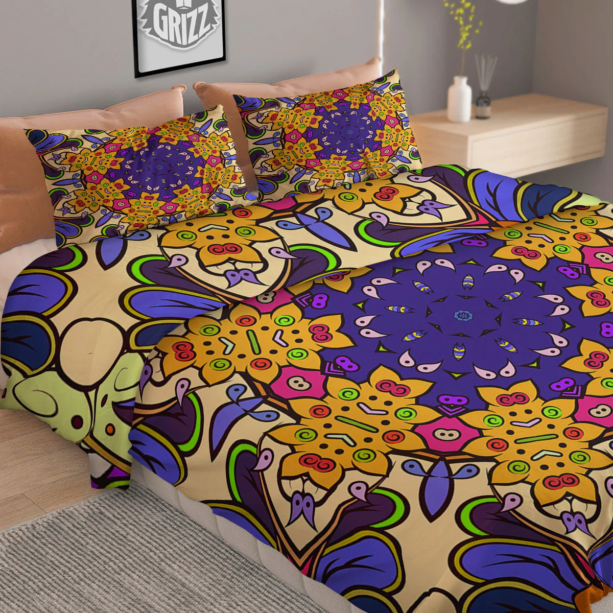 Trippy Psychedelic Ethnic Print Duvet Cover Bedding Set - Image 2