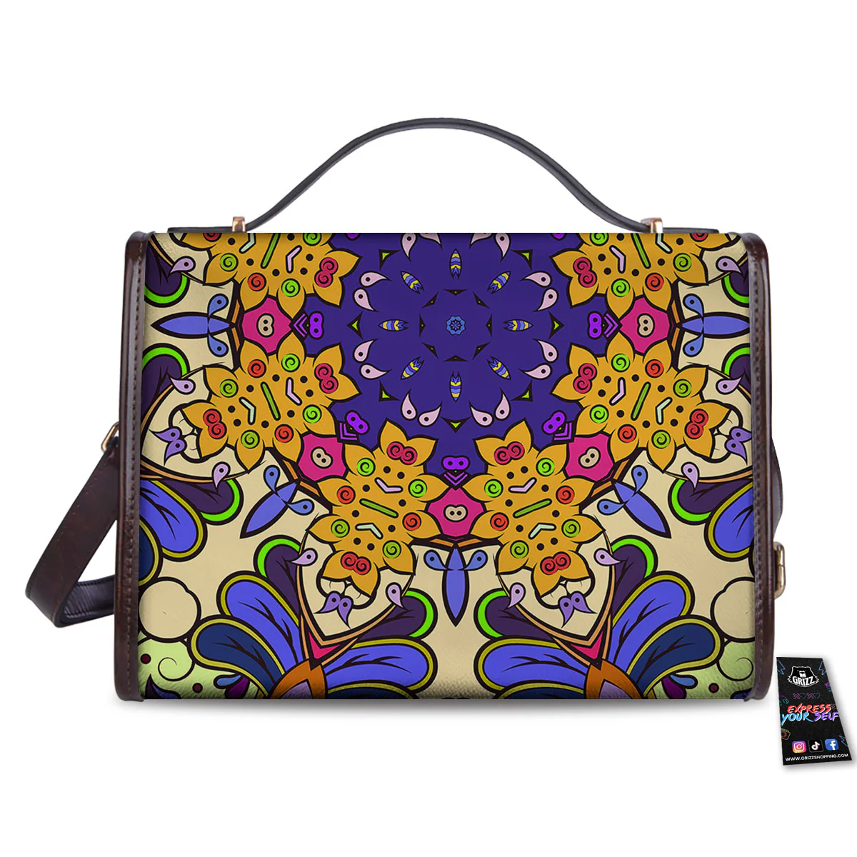 Trippy Psychedelic Ethnic Print Women's Satchel Bag - Image 2