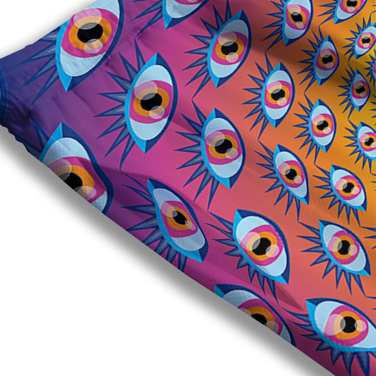 Trippy Psychedelic Eyes Print Mesh Shorts - Image 3