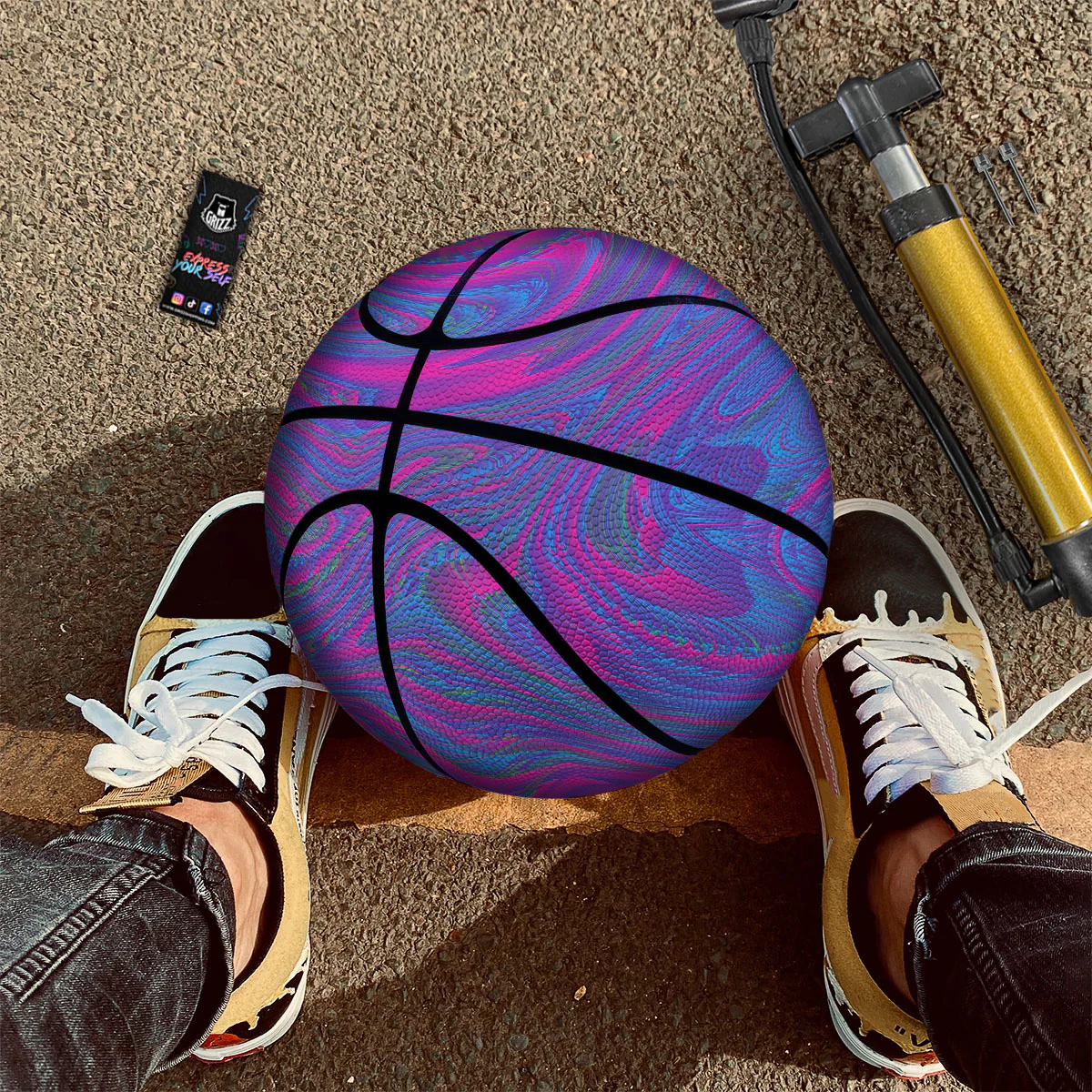 Trippy Psychedelic Purple Print Basketball - Image 2