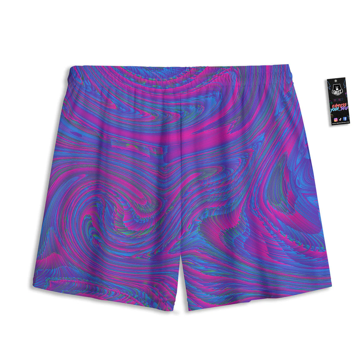 Trippy Psychedelic Purple Print Mesh Shorts - Image 2