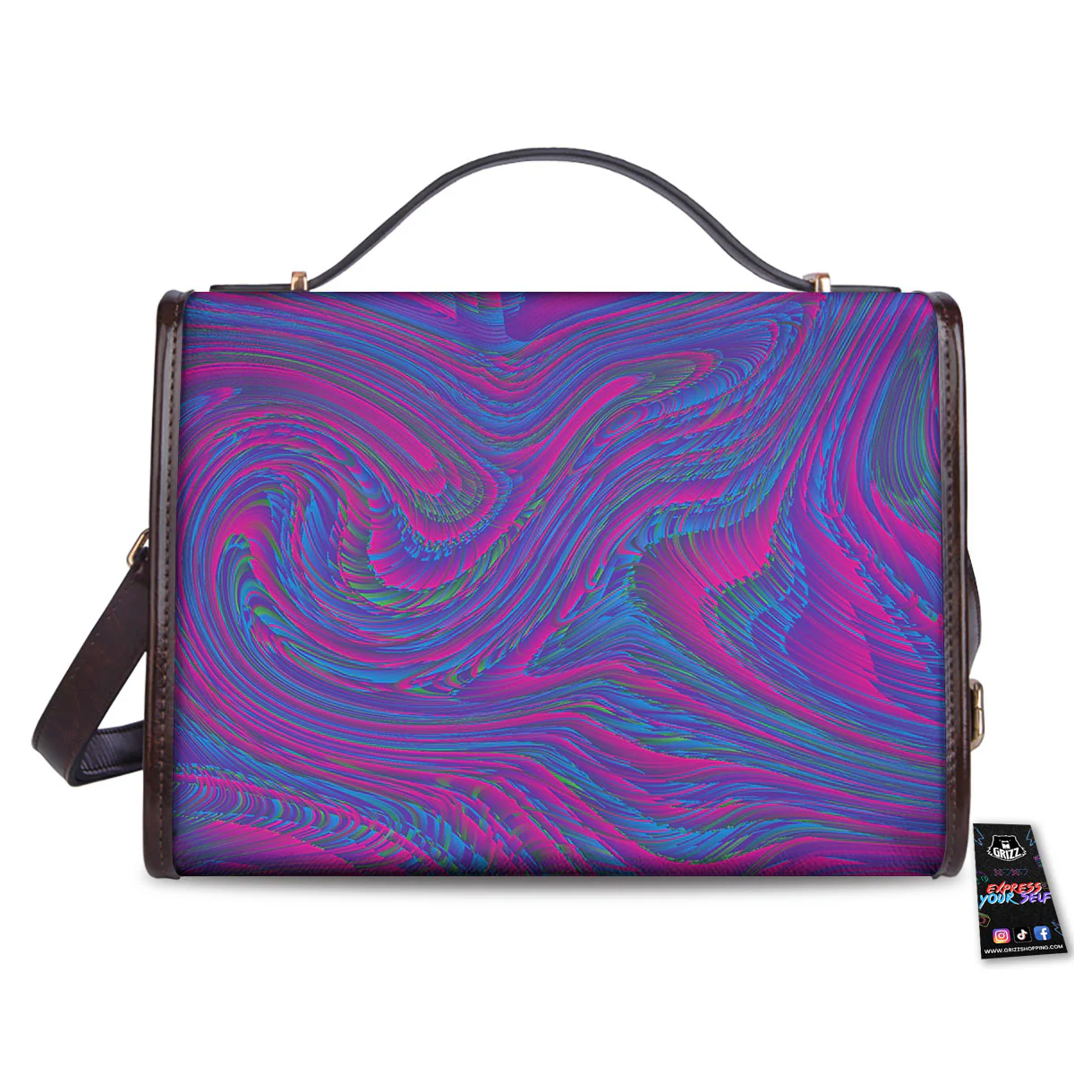 Trippy Psychedelic Purple Print Women's Satchel Bag - Image 2