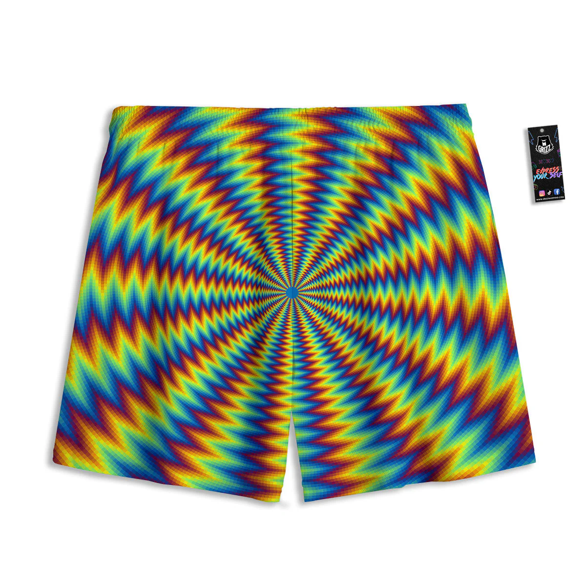 Trippy Psychedelic Rainbow Print Mesh Shorts - Image 2