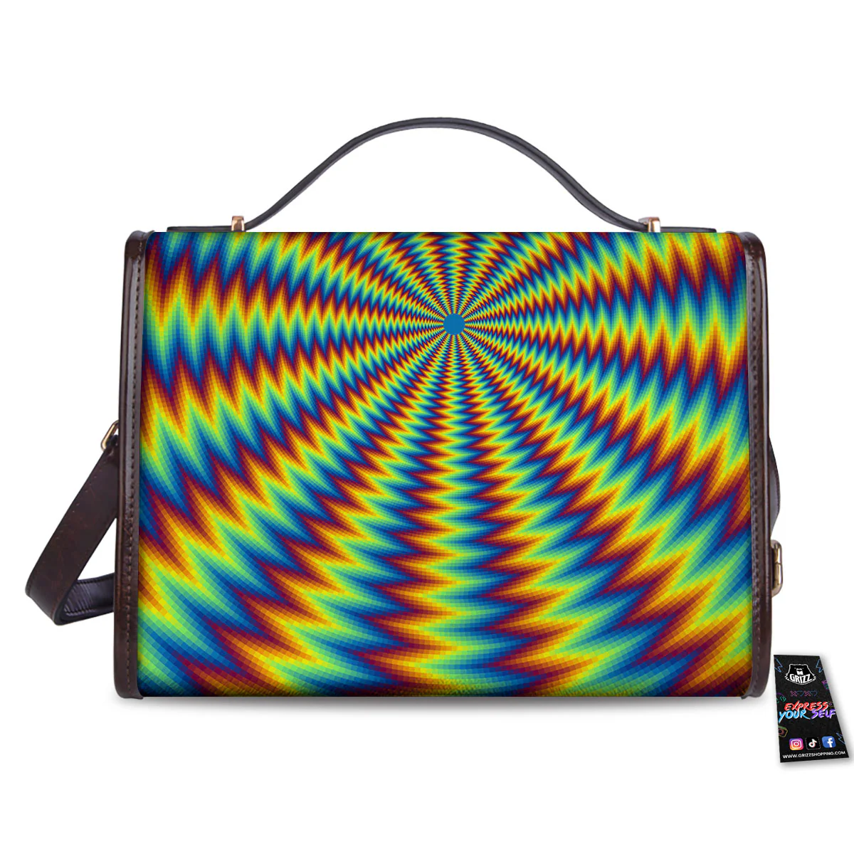 Trippy Psychedelic Rainbow Print Women's Satchel Bag - Image 2