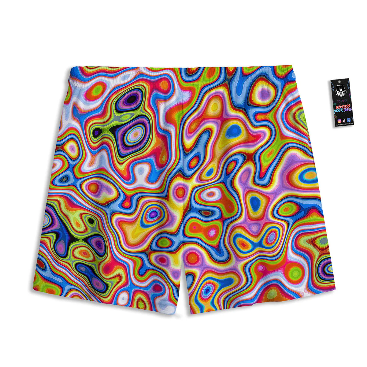 Trippy Rainbow Psychedelic Print Mesh Shorts - Image 2