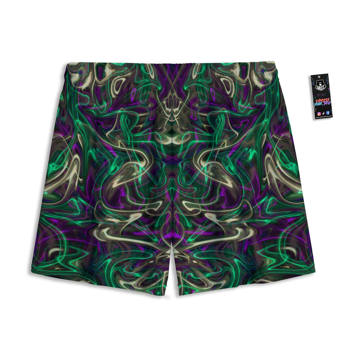 Trippy Smoke Psychedelic Print Mesh Shorts - Image 2