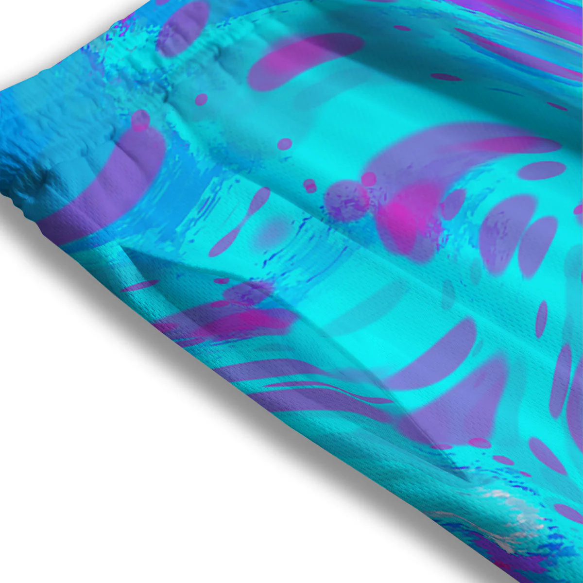 Trippy Turquoise Holographic Print Mesh Shorts - Image 3
