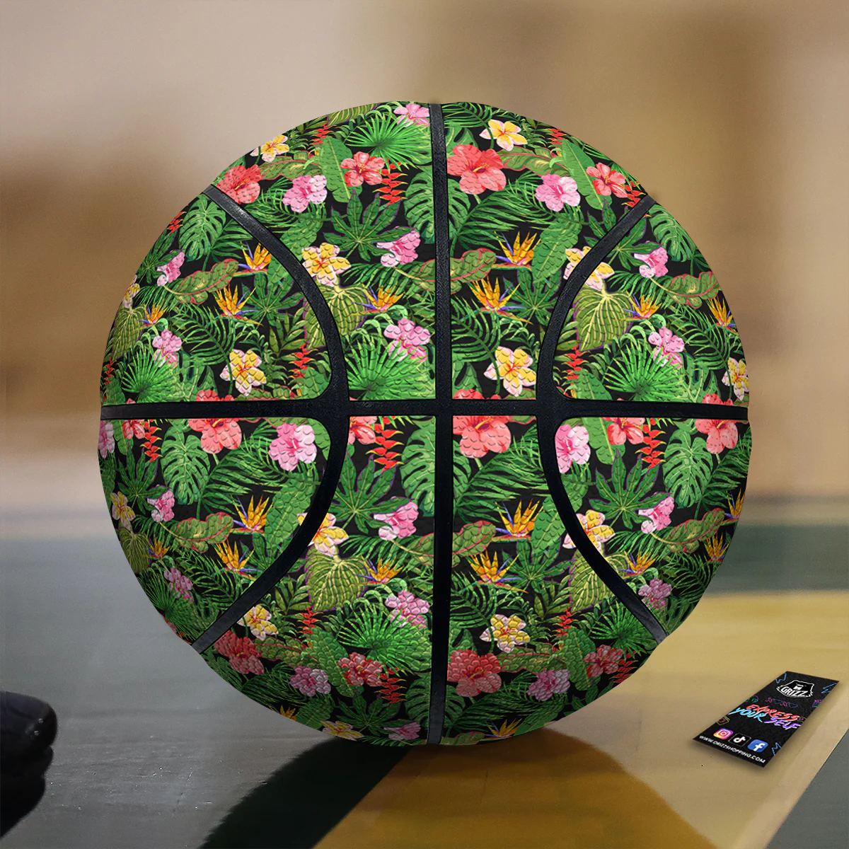 Tropical Aloha Hibiscus Print Pattern Basketball