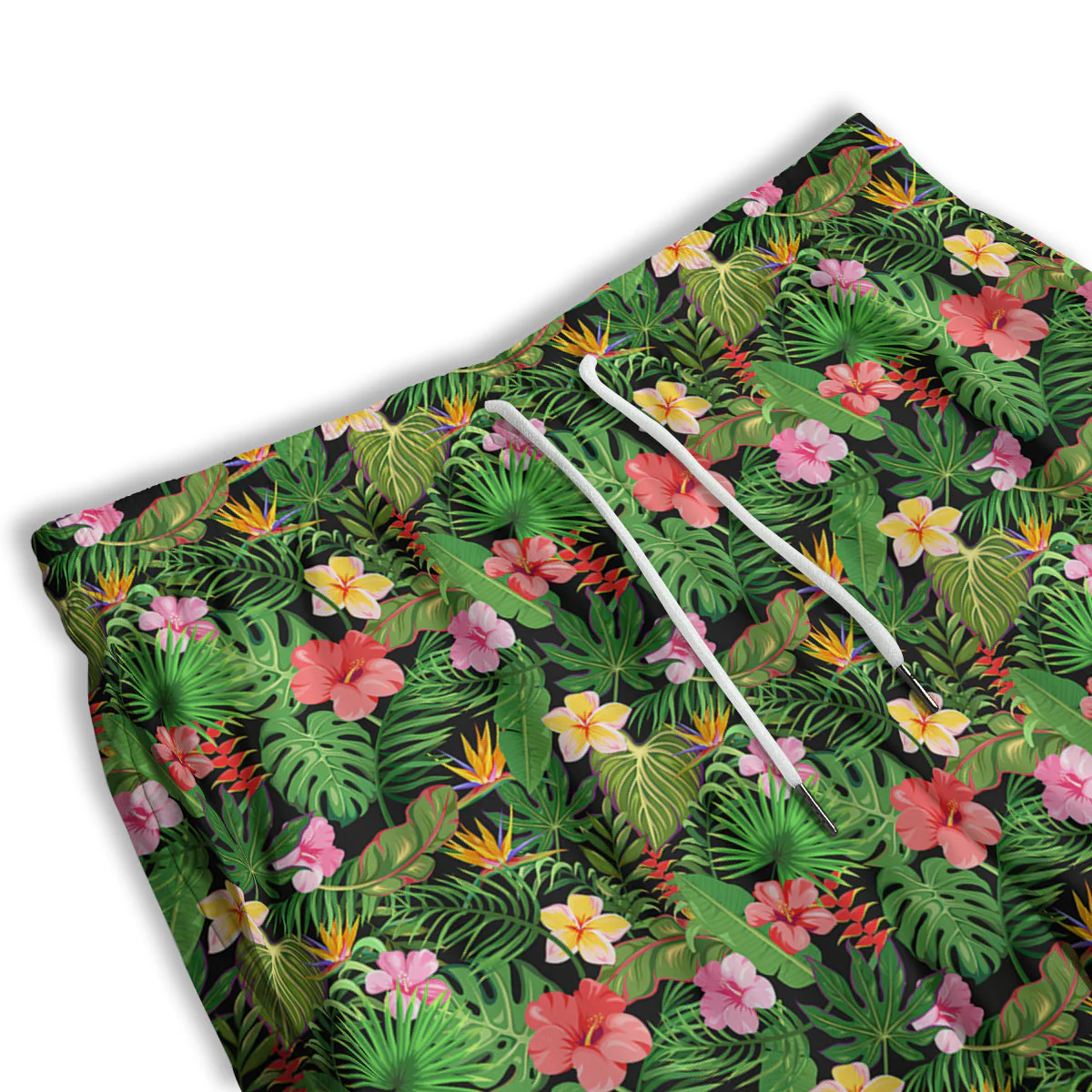 Tropical Aloha Hibiscus Print Pattern Men's Athletic Shorts - Image 3