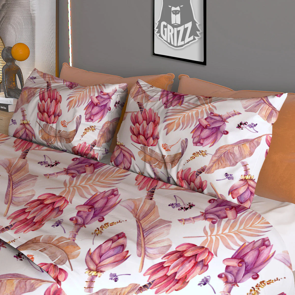 Tropical Banana Pink Print Pattern Duvet Cover Bedding Set - Image 3