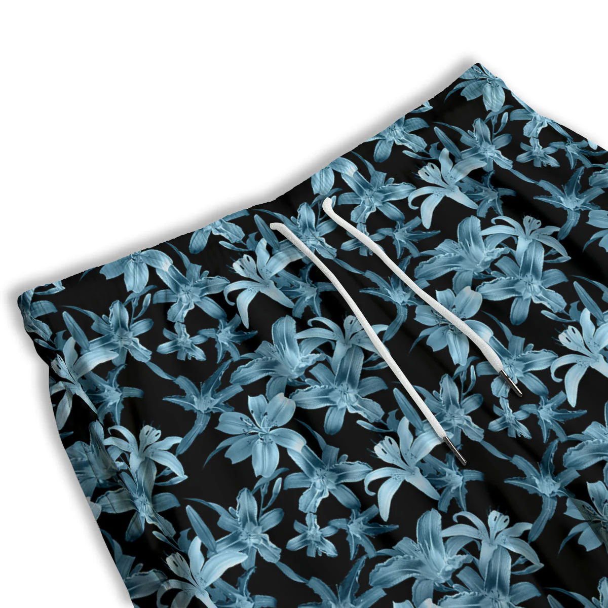 Tropical Blossom Blue Print Pattern Men's Athletic Shorts - Image 3