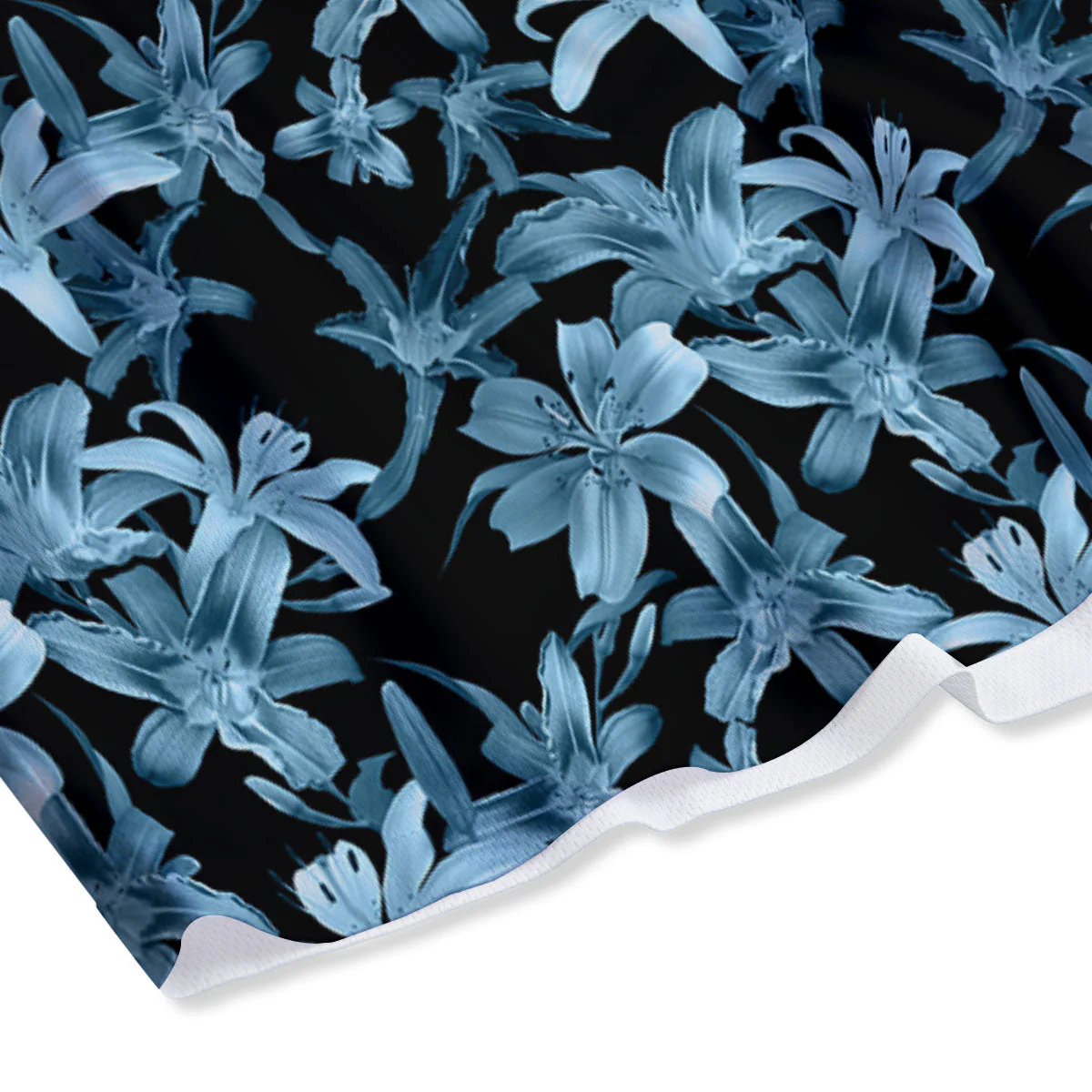 Tropical Blossom Blue Print Pattern Mesh Shorts - Image 4